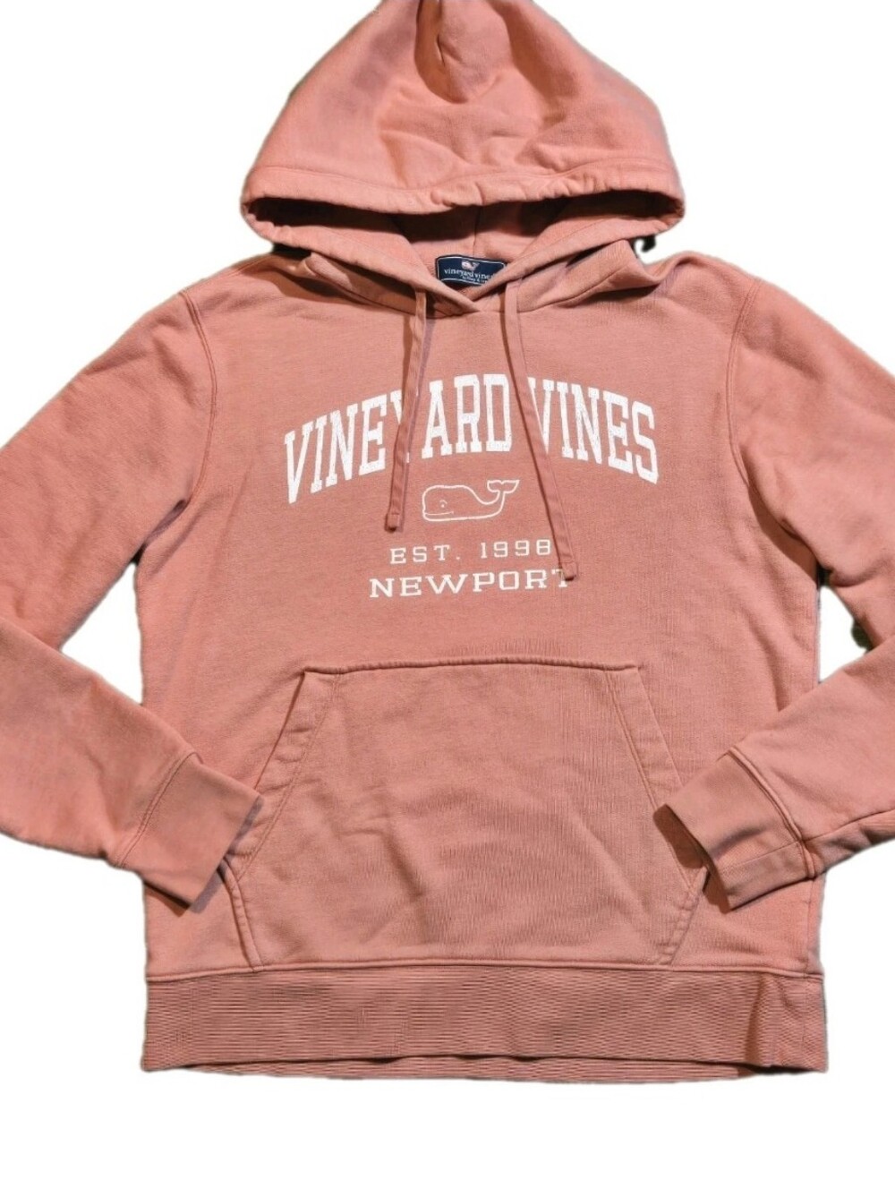 Vineyard Vines Newport Whale Hoodie Unisex Size Small Coral Sweatshirt EUC